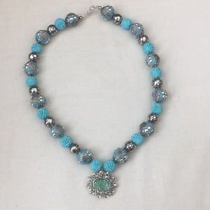 Turquoise and Silver Bead Necklace